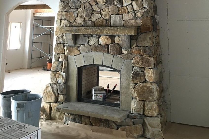 Central Oregon Tuscan Home Fireplace